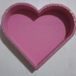 Pink Heart Shape Blinged Tray / Home Decor / Room Decor